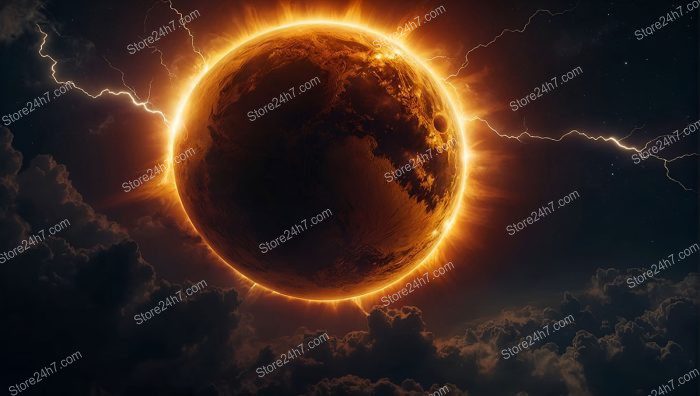 Eclipsing Inferno: Planet Engulfed in Apocalypse