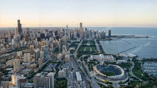 Aerial Splendor: Chicago's Lakeside Residential Skyline