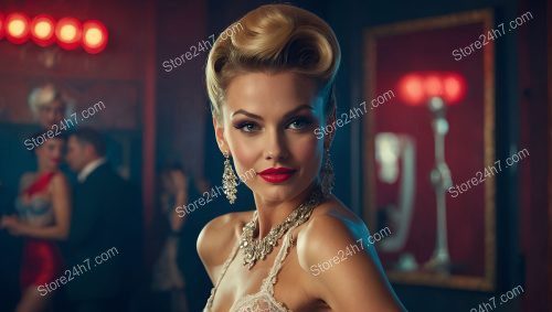 Vintage Glamour: Showgirl's Elegance in Opulent Club