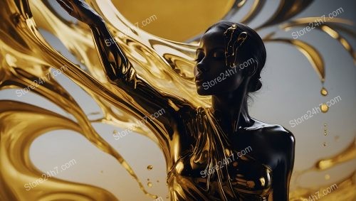 Sublime Dance of Golden Shadows on Surreal Form