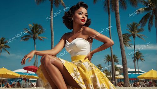 Vintage Elegance at the Seashore: Pin-Up Poise