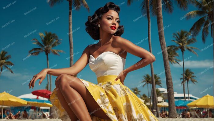 Vintage Elegance at the Seashore: Pin-Up Poise