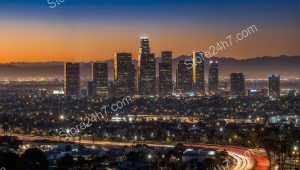Aerial Twilight Serenity over Los Angeles Cityscape
