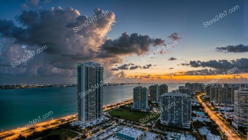 Miami Dawn: Oceanfront Luxury Condos Illuminated