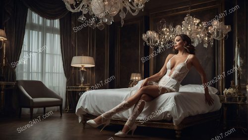 Elegant Showgirl in White Lingerie Enthralls Club