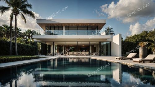 Luxurious Modern Single Family Home Poolside View