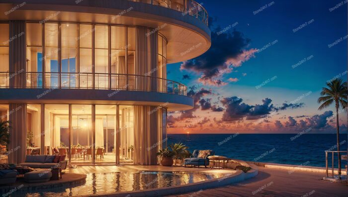 Florida Oceanfront Elegance at Dusk: Luxury Property View