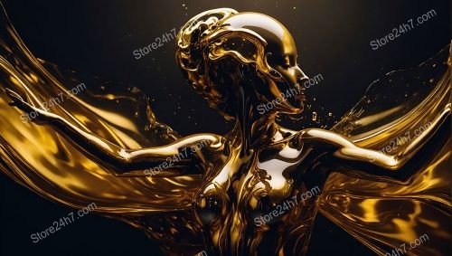 Ethereal Gold Figure: Fluid Motion Meets Human Grace