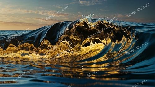 Molten Gold Wave: A Surreal Ocean’s Majesty