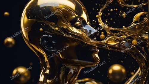 Golden Harmony: Surreal Portrait in Liquid Gold