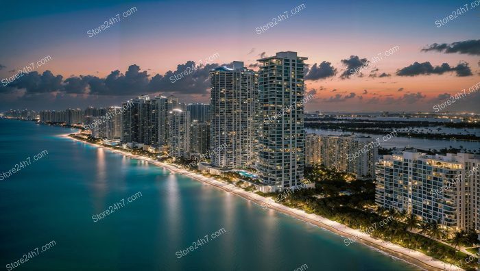 Florida Condo Twilight: Oceanview Living Illustrated