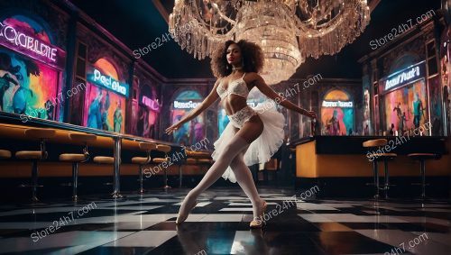 Elegant Showgirl Dances in Lingerie at Opulent Club