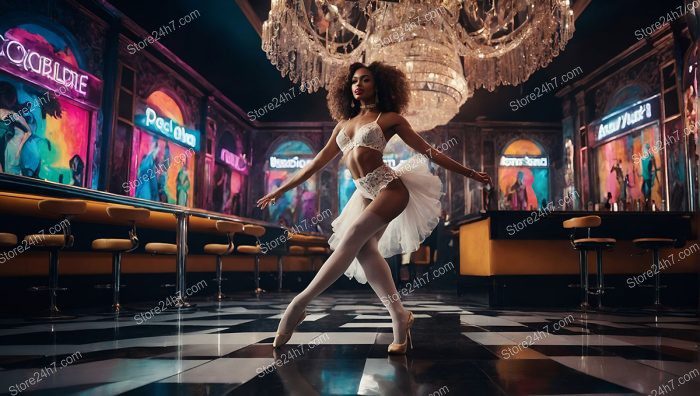 Elegant Showgirl Dances in Lingerie at Opulent Club