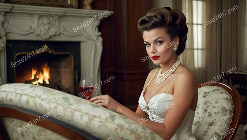 Vintage Pin-Up Elegance with Wine