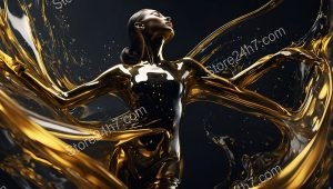 Ethereal Elegance: Woman Enveloped in Liquid Gold
