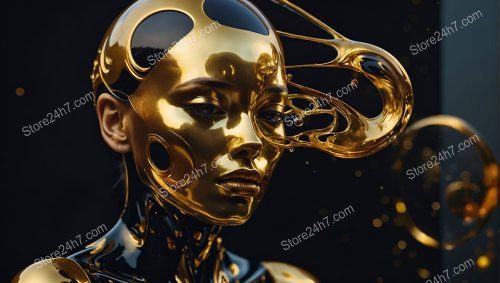 Golden Android Muse in Surreal Elegance
