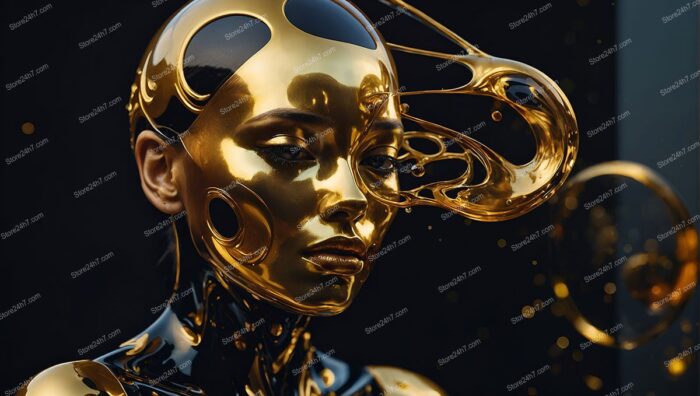 Golden Android Muse in Surreal Elegance