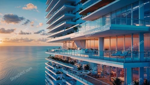Coastal Sunset Serenity at Luxury Condo Balconies