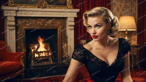 Glamorous Vintage Pin-Up Woman's Portrait