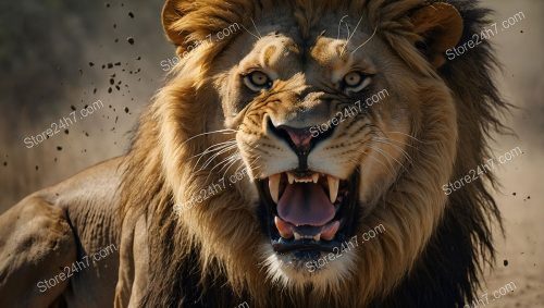 Majestic Lion Roaring with Fierce Rage