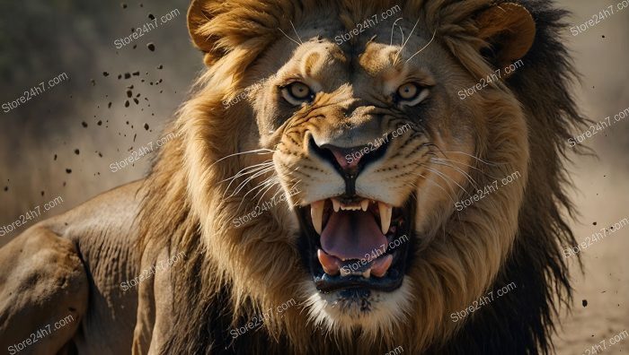 Majestic Lion Roaring with Fierce Rage