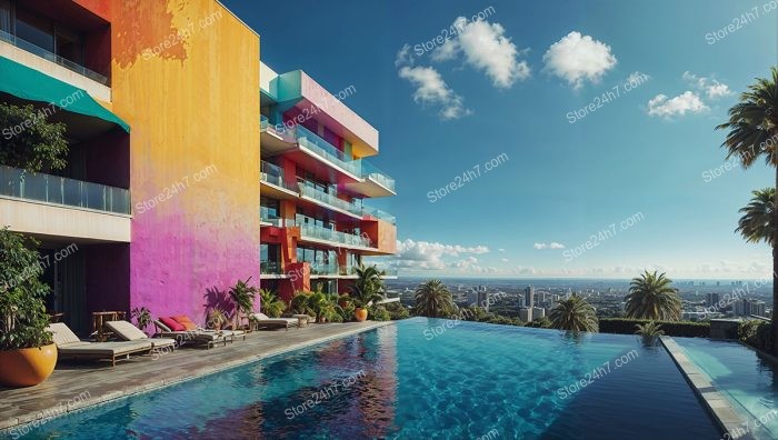 Vibrant Oasis: Colorful Luxury Condo with Cityscape