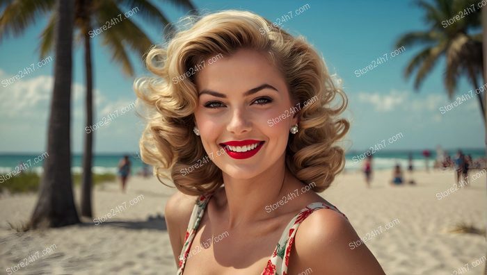 Pin-Up Model's Radiant Summer Smile