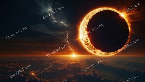 Lunar Eclipse Over Stormy Apocalypse Horizon