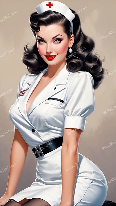 Elegant Vintage Nurse in Classic Pin-Up