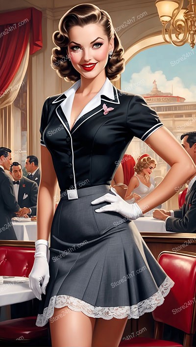 Elegant Pin-Up Waitress: Nostalgia Meets Style