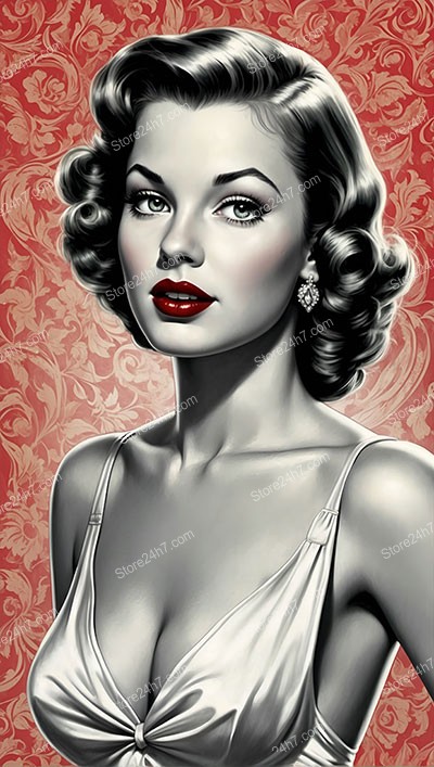 Elegant 1930s Pin-Up Style Young Woman Portrait
