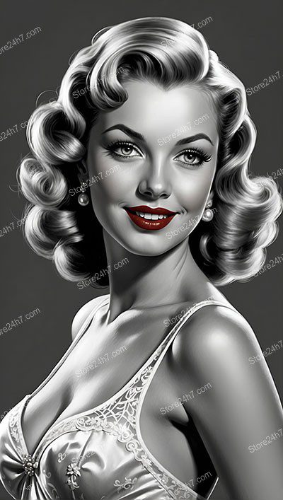 Sultry Silver Screen Siren in Classic Pin-Up