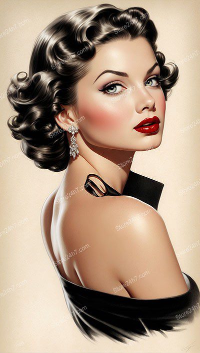 Elegant 1930s Pin-Up Style Beauty Portrait