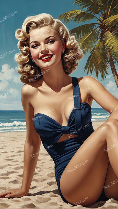 Sunlit Beauty: Classic Pin-Up Seaside Glamour