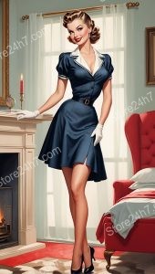 Classic Pin-Up Maid Captures Vintage Charm