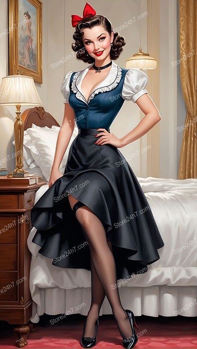 Charming 1930s Pin-Up Maid Teasing Playfully
