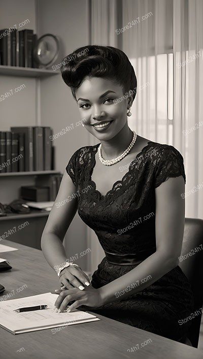 Elegant Secretary in Vintage Pin-Up Style