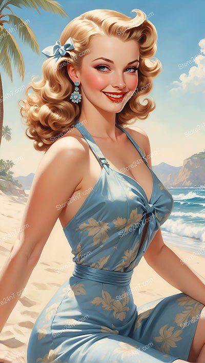 Vintage Beach Glamour in Timeless Pin-Up Style