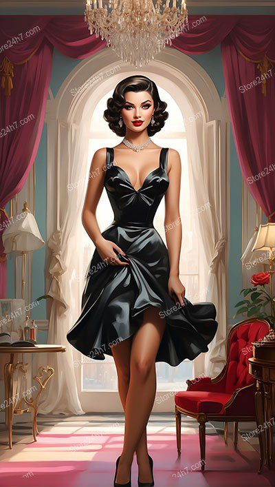 Sultry Pin-Up Maid: Vintage Glamour in Silk