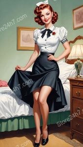 Charming Pin-Up Maid Captures Vintage Essence