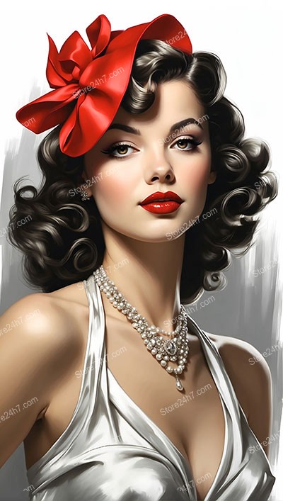 Red-Hatted Beauty: A Classic Pin-Up Portrait