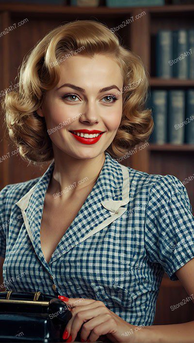 Vintage Secretary Charm in Classic Pin-Up Style
