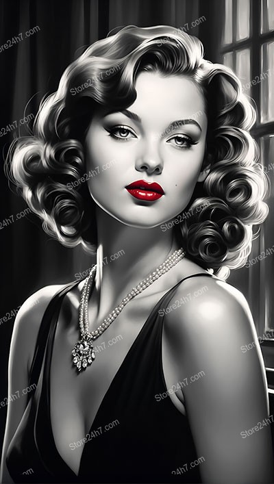 Elegant 1930s Pin-Up Style Young Woman Portrait