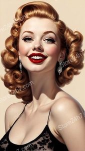 Captivating Blonde Curls in Timeless Pin-Up Portrait