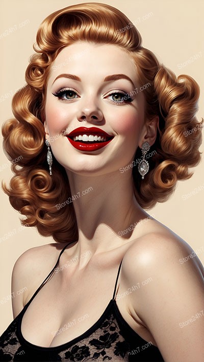 Captivating Blonde Curls in Timeless Pin-Up Portrait