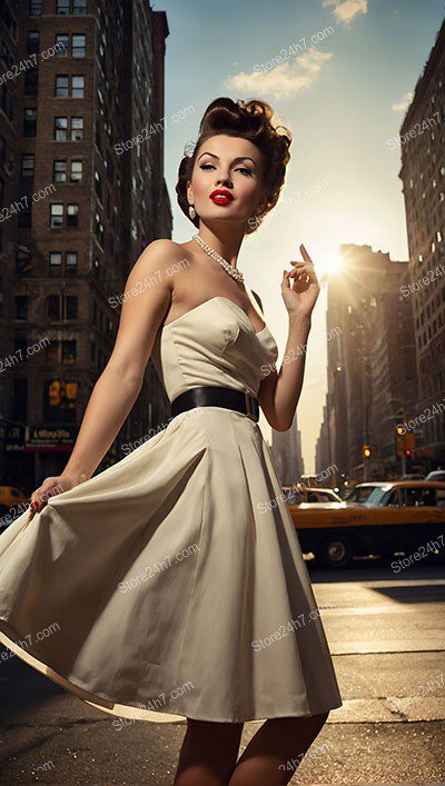 Classic Pin-Up Girl Charms in City Light