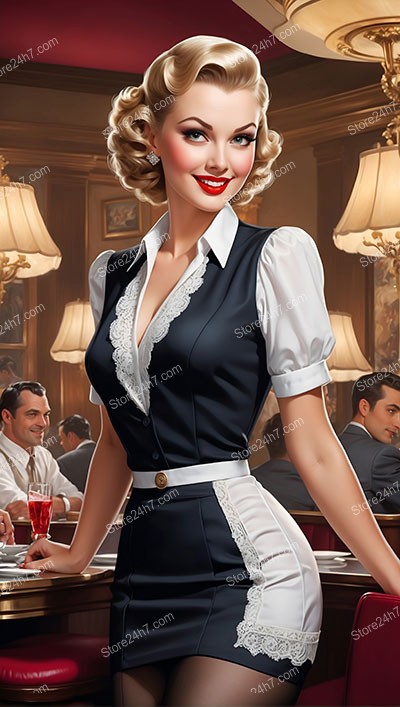 Classic 1930s Pin-Up Waitress Exudes Charm