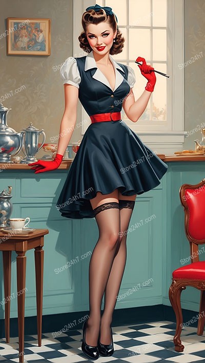 Captivating Vintage Maid in Classic Pin-Up Style
