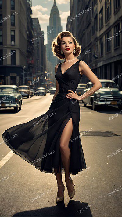 Classic Glamour, Black Dress, Pin-Up Elegance