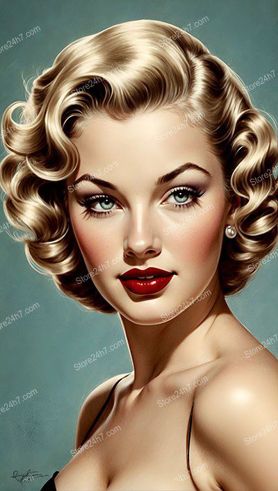 Radiant 1930s Pin-Up Girl Glamour Portrait